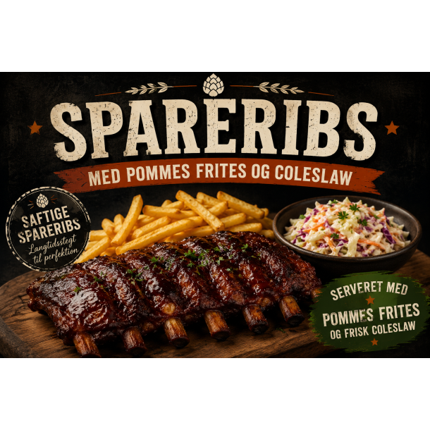 Spareribs m. Pommes Frites &amp; Coleslaw